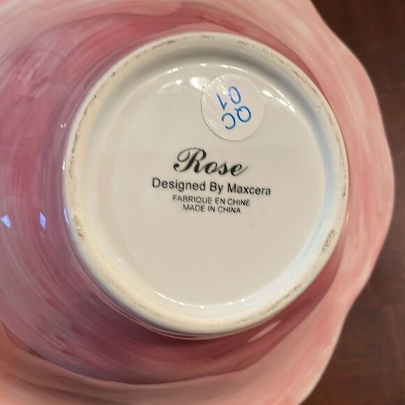 Maxcera Rose Pottery Style Serving Soup Decorator Dining Bowl - Picture 5 of 7